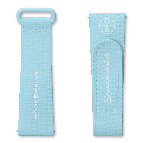 MOONSWATCH橡胶表带 浅蓝/白,BIOCERAMIC MOONSWATCH,￥340