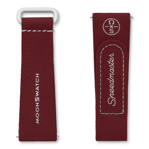MOONSWATCH橡胶表带 波尔多红/浅灰,BIOCERAMIC MOONSWATCH,￥340